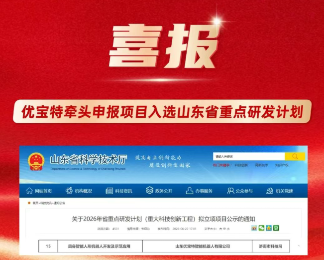 优宝特牵头申报项目入选山东省重点研发计划（重大科技创新工程）